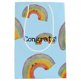 Bolsa De Regalo Mediana ¡Felicidades! Arcoiris acuático de Kawaii