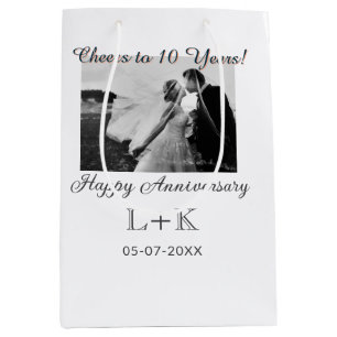 Bolsa De Regalo Mediana Felicidades por 10 años feliz aniversario agregar