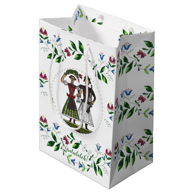 Bolsa De Regalo Mediana ¡Felicitaciones a la pareja Boda húngara! (Angulo Anverso)