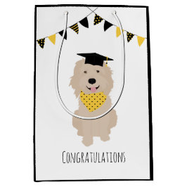 Bolsa De Regalo Mediana Felicitaciones Doodle Dog Graduation Cap