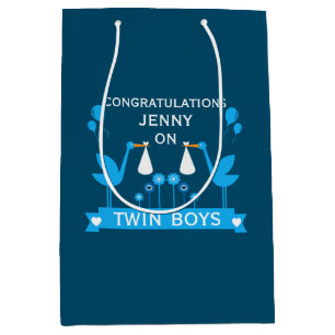 Bolsa De Regalo Mediana Felicitaciones Stalk Delivery Twin Boy