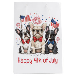 Bolsa De Regalo Mediana Feliz 4 De Julio Bulldoges Franceses