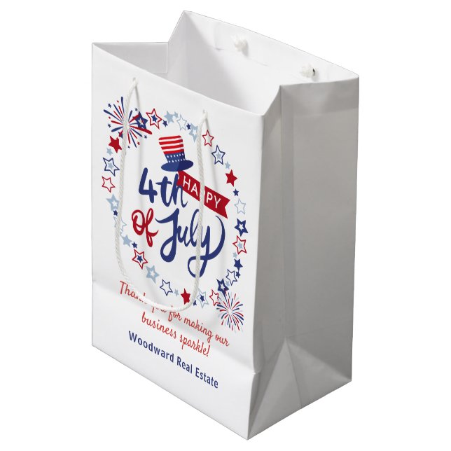 Bolsa De Regalo Mediana Feliz 4 de julio | Esparkle de negocios inmobiliar (Angulo Anverso)