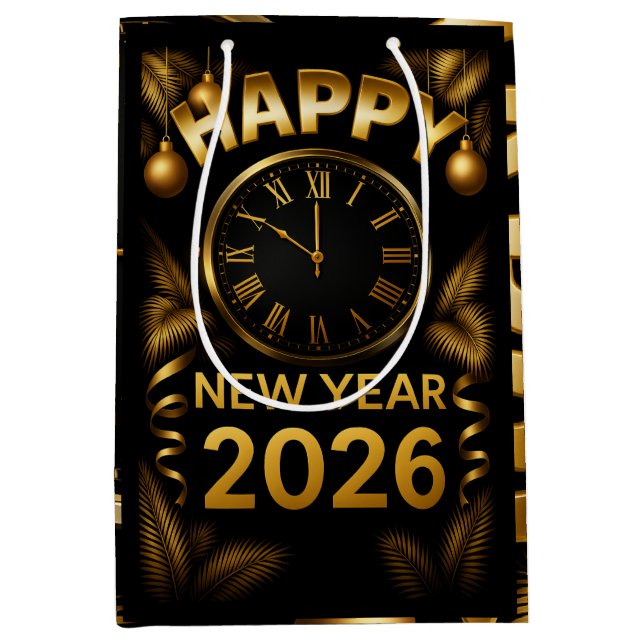 Bolsa De Regalo Mediana "Feliz Año Nuevo 2026" (Anverso)