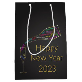 Bolsa De Regalo Mediana Feliz Año Nuevo Motivación colorida de vidrio de b
