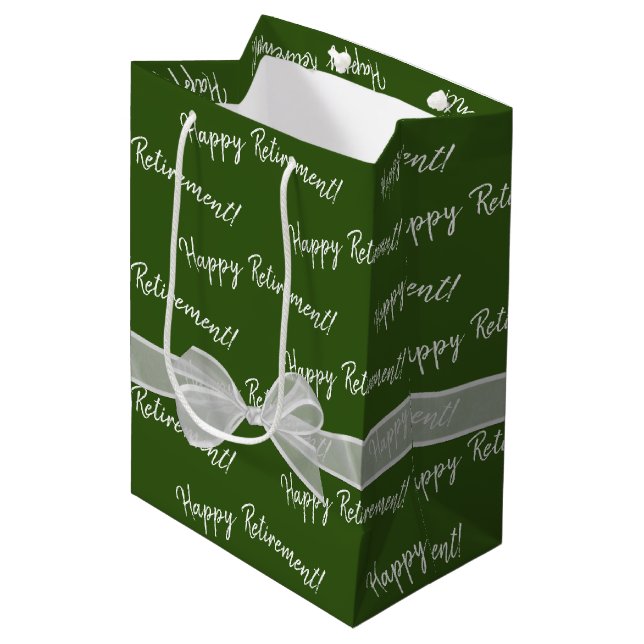 Bolsa De Regalo Mediana Feliz Bow De Jubilación En Verde (Angulo Anverso)