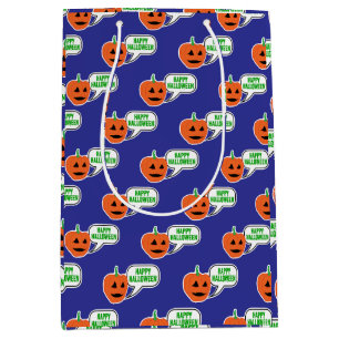 Bolsa De Regalo Mediana Feliz cara de calabaza de Halloween