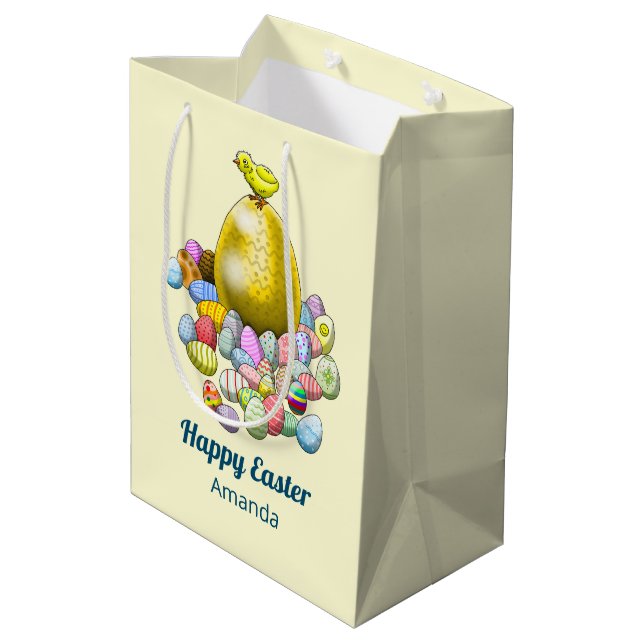 Bolsa De Regalo Mediana Feliz caza de huevos en Pascua (Angulo reverso)