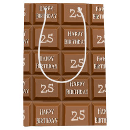 Bolsa De Regalo Mediana Feliz cumpleaños 25 Chocolate Chocolate Bar
