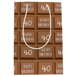 Bolsa De Regalo Mediana Feliz cumpleaños 40 Chocolate Chocolate Bar