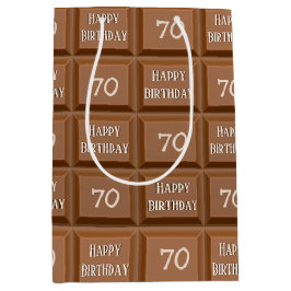 Bolsa De Regalo Mediana Feliz cumpleaños 70 barra de chocolate