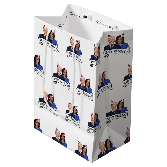 Bolsa De Regalo Mediana Feliz cumpleaños a Joe y Kamala (Angulo Anverso)