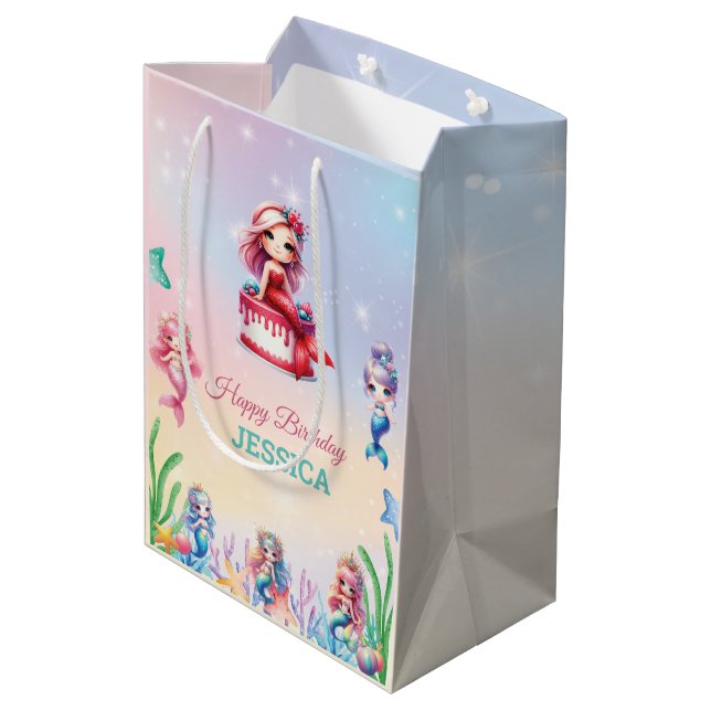 Bolsa De Regalo Mediana Feliz cumpleaños a la sirena mágica (Angulo reverso)
