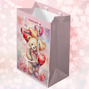 Bolsa De Regalo Mediana Feliz Cumpleaños Añadir nombre y edad