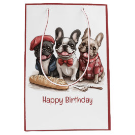 Bolsa De Regalo Mediana Feliz Cumpleaños Bonjour Bulldogs Franceses