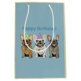 Bolsa De Regalo Mediana ¡Feliz Cumpleaños! Bulldogs Franceses
