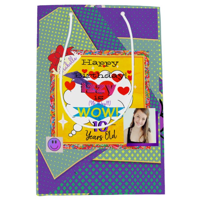 Bolsa De Regalo Mediana Feliz cumpleaños Comic Look Gift Bag HAMbWG (Anverso)