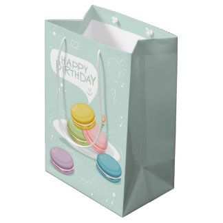 Bolsa De Regalo Mediana Feliz cumpleaños con macaron