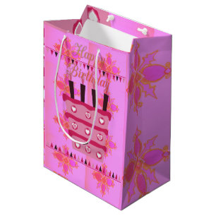 Bolsa De Regalo Mediana Feliz Cumpleaños con Mucho Amor