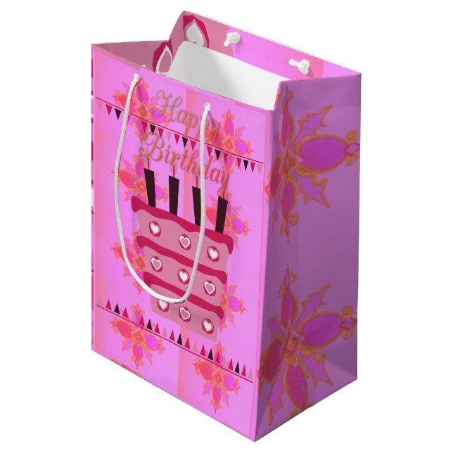 Bolsa De Regalo Mediana Feliz Cumpleaños con Mucho Amor (Angulo Anverso)
