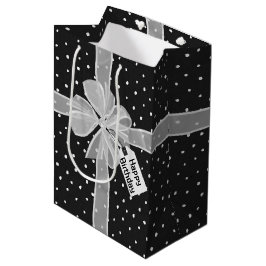 Bolsa De Regalo Mediana Feliz cumpleaños con puntos de polka