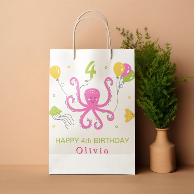 Bolsa De Regalo Mediana Feliz cumpleaños del pulpo (Subido por el creador)