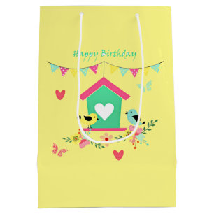 Bolsa De Regalo Mediana Feliz cumpleaños, diseño divertido,