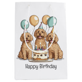 Bolsa De Regalo Mediana Feliz cumpleaños Goldendoodle Dogs