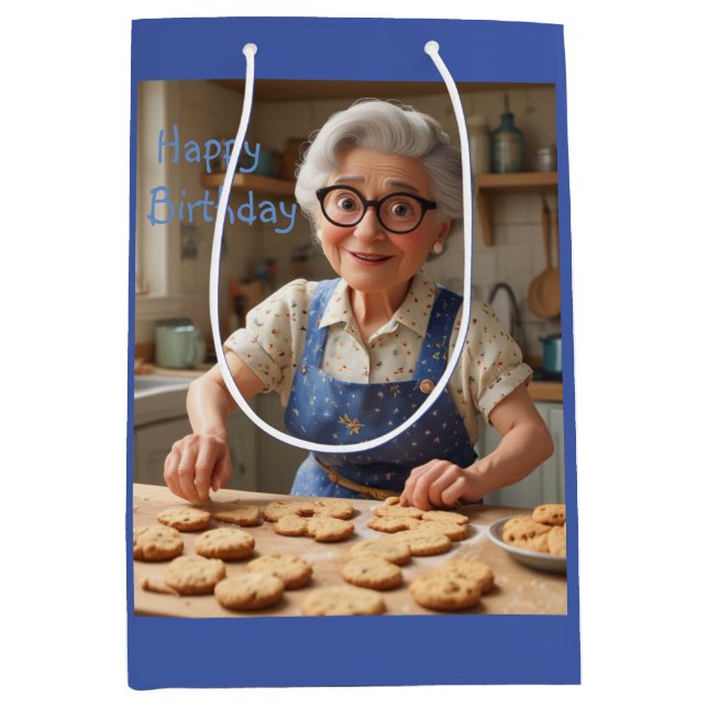 Bolsa De Regalo Mediana Feliz cumpleaños Gramma (Anverso)