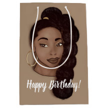 Feliz cumpleaños, mujer negra con cola larga, marr