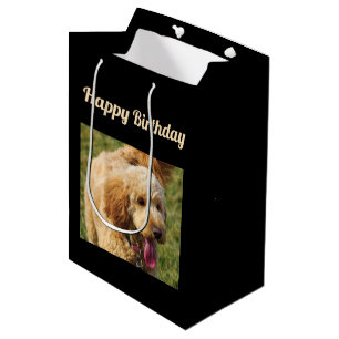 Bolsa De Regalo Mediana Feliz cumpleaños, perro dordendoodle
