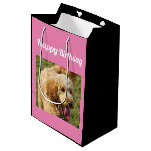 Bolsa De Regalo Mediana Feliz cumpleaños, perro dordendoodle