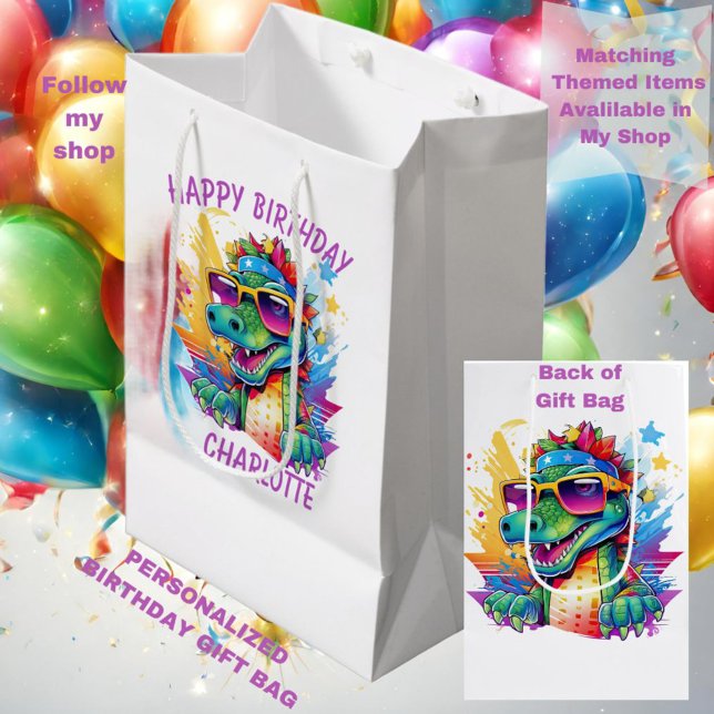 Bolsa De Regalo Mediana Feliz cumpleaños personalizado de cocodrilos (Subido por el creador)