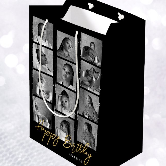 Bolsa De Regalo Mediana Feliz cumpleaños Personalizado foto tira de pelícu (Subido por el creador)