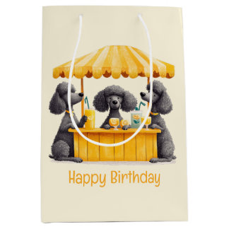 Bolsa De Regalo Mediana Feliz cumpleaños Standard Poodle Dogs Lemonade Sta