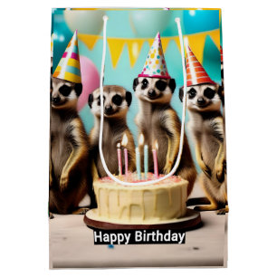 Bolsa De Regalo Mediana Feliz cumpleaños suricata,