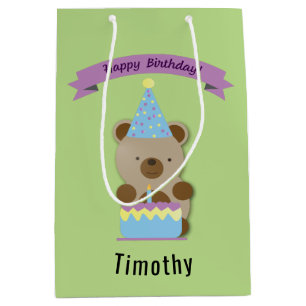 Bolsa De Regalo Mediana Feliz cumpleaños Teddy Bear