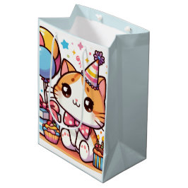 Bolsa De Regalo Mediana Feliz cumpleaños Toon Kitty Birthday Card