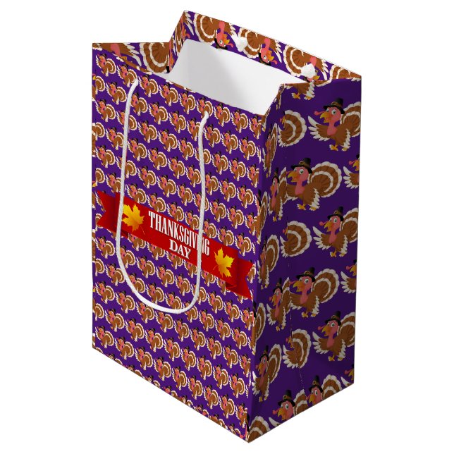 Bolsa De Regalo Mediana Feliz Día de Acción de Gracias (Angulo Anverso)