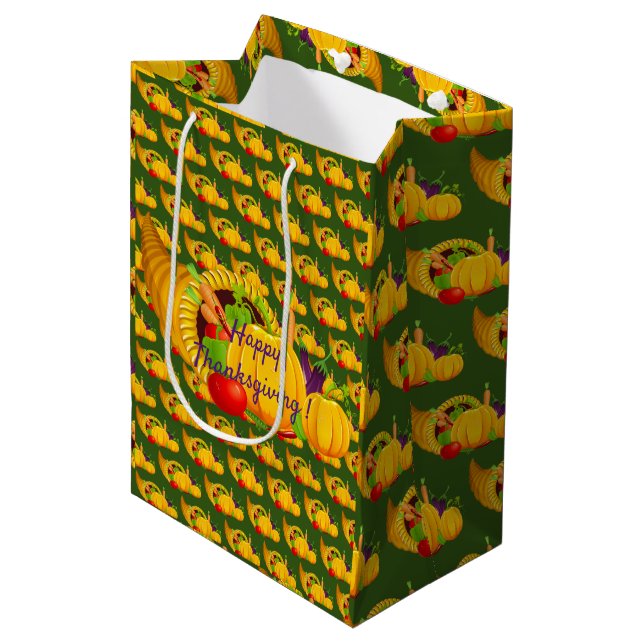 Bolsa De Regalo Mediana Feliz Día de Acción de Gracias (Angulo Anverso)