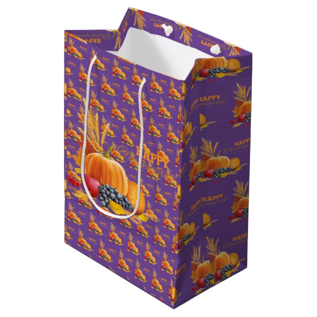 Bolsa De Regalo Mediana Feliz Día de Acción de Gracias (Angulo Anverso)