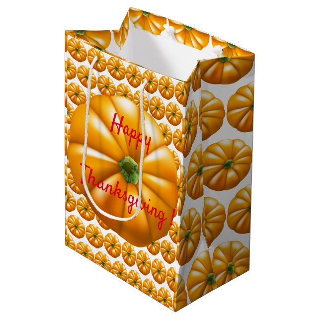 Bolsa De Regalo Mediana Feliz Día de Acción de Gracias (Angulo Anverso)