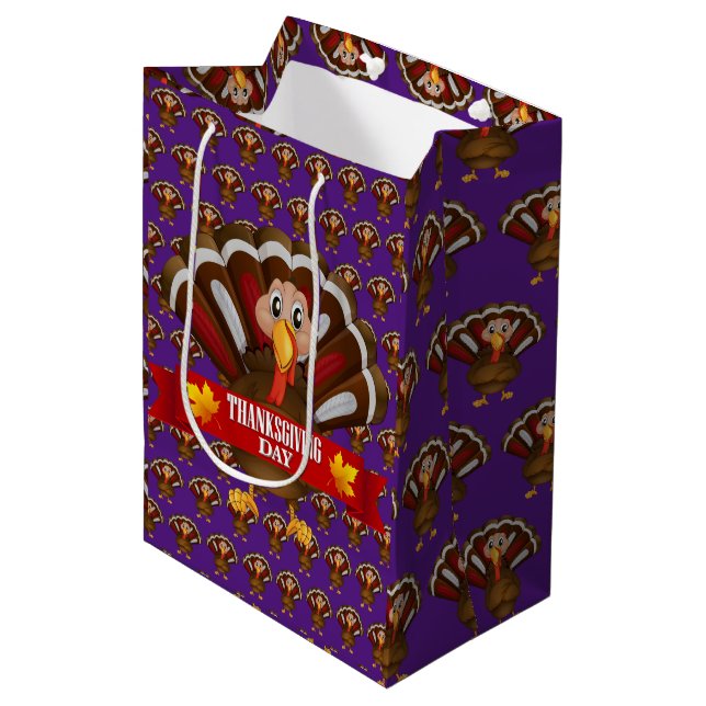 Bolsa De Regalo Mediana Feliz Día de Acción de Gracias (Angulo Anverso)