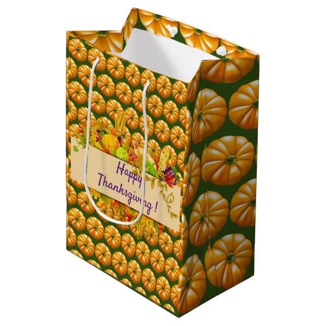 Bolsa De Regalo Mediana Feliz Día de Acción de Gracias (Angulo Anverso)