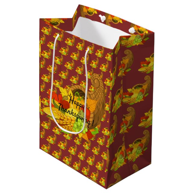 Bolsa De Regalo Mediana Feliz Día de Acción de Gracias (Angulo Anverso)