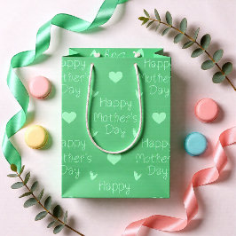 Bolsa De Regalo Mediana Feliz Día de la Madre Corazón Verde Fresco