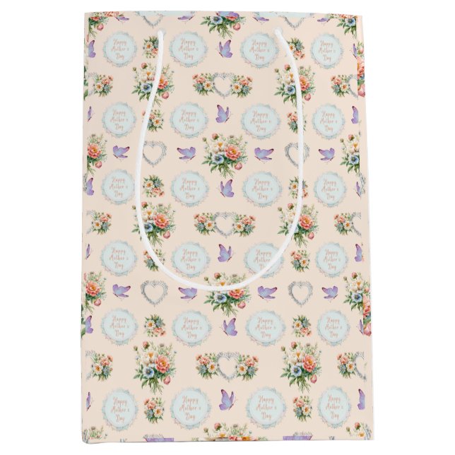 Bolsa De Regalo Mediana Feliz Día de la Madre Crema de vainilla (Anverso)