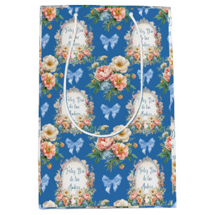 Bolsa De Regalo Mediana Feliz Día De Las Madres Azul Ceruleo