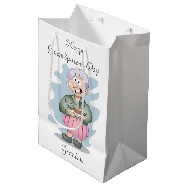 Bolsa De Regalo Mediana Feliz Día de los Abuelos Abuelos Abuela  (Angulo Anverso)