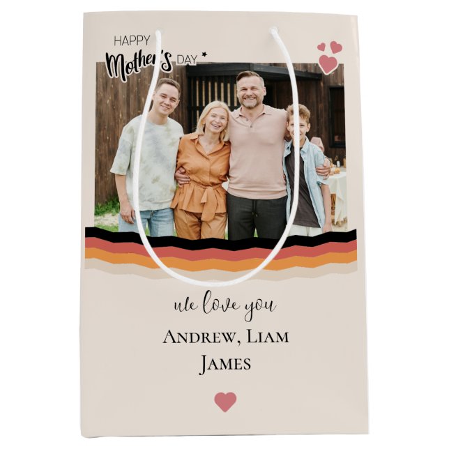 Bolsa De Regalo Mediana Feliz día de madre te amamos (Anverso)